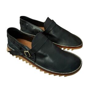 Unmarked Handcrafted Stitch Down Black Leather Loafers Size 12